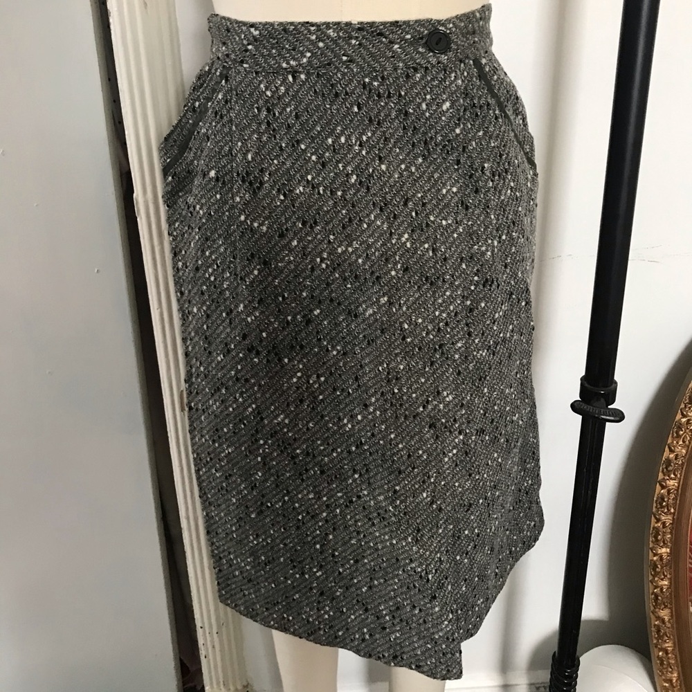 Vintage Grey Melange Wool Skirt
